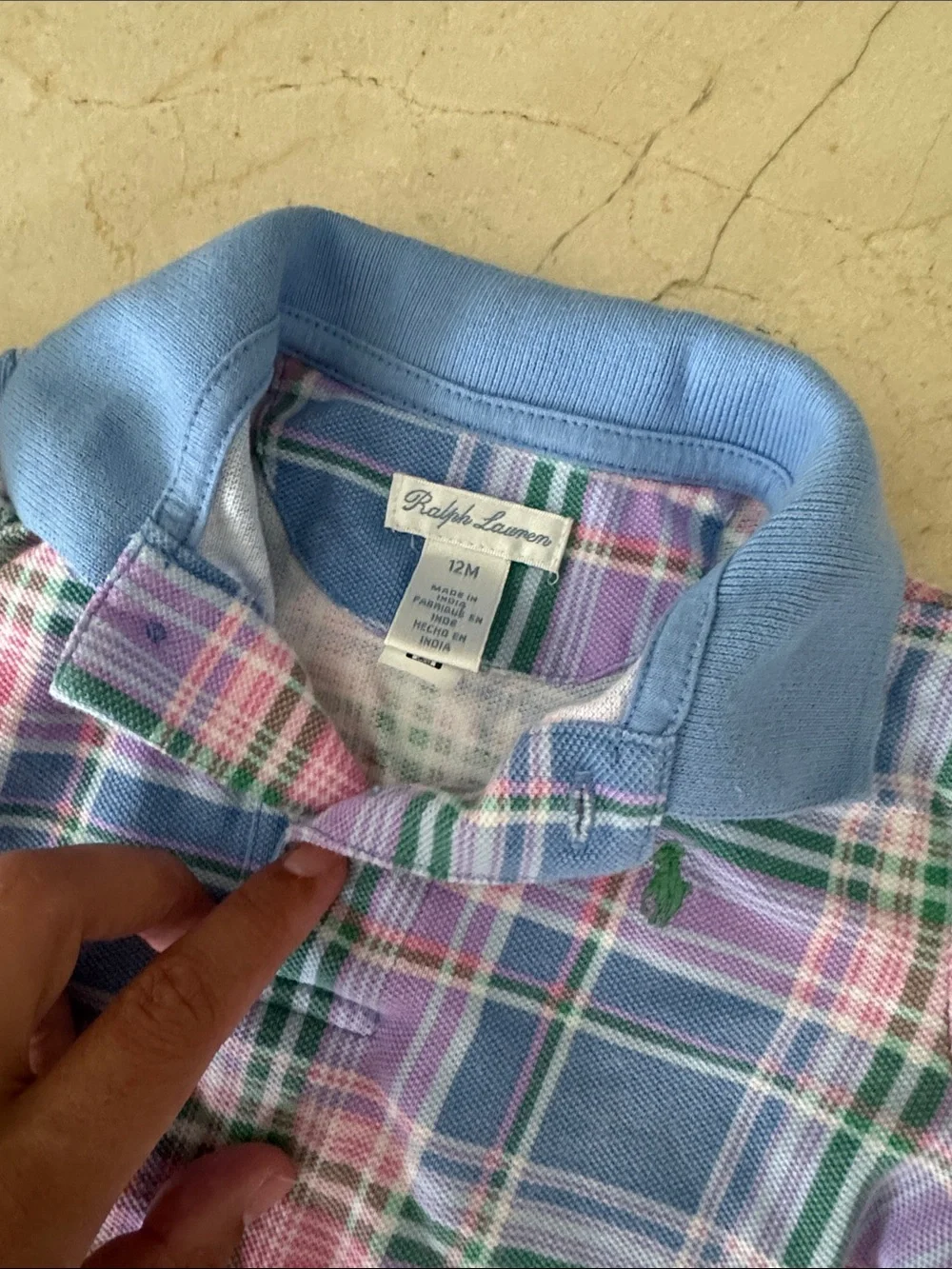 Ralph Lauren Pastel Plaid Polo Romper in Blue, Pink & Green